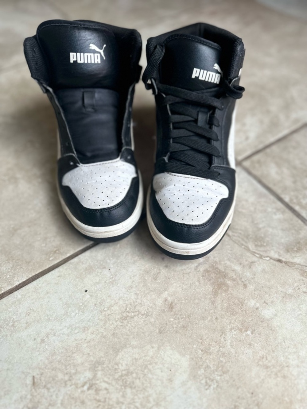 Puma Black & White High-Top Sneakers